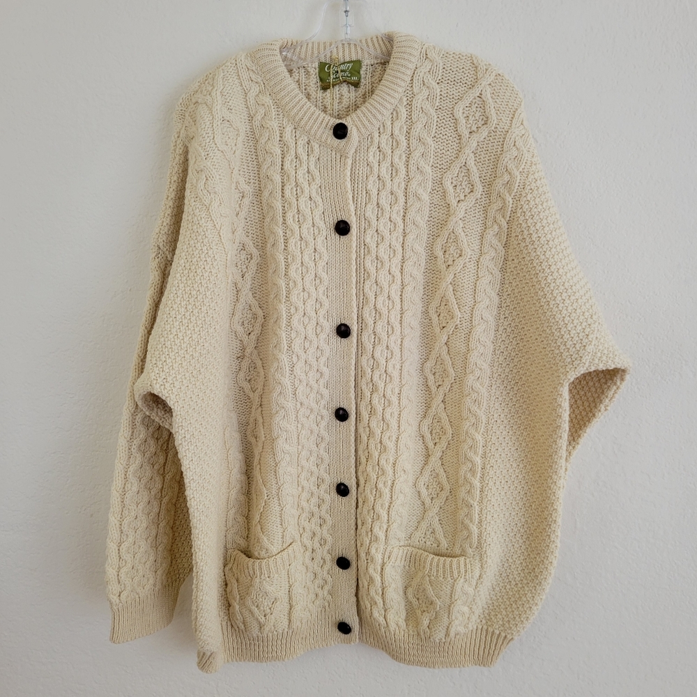 Country Scene 100% Wool Chunky Knit Cardigain
